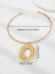 1 Stück golden ovaler geometrischer Anhänger Choker Halskette für Frauen, minimalistischer Oversized Schmuck, Modeschmuckgeschenk für Frauen