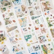 Landscape Washi Decorative Tape, 7.5cm Wide, 2m Long, Suitable For Phone Case Decoration, Item Accent Back To School