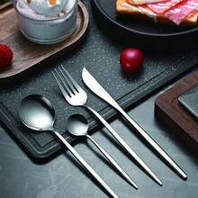 30-Piece Party Tableware Set, Stainless Steel Polished Tableware Combination, Including Knives, Forks, Spoons, Teaspoons + Metal Brackets, Restaurant Party/Family/Wedding/Cafe Tableware - Silver - View 2