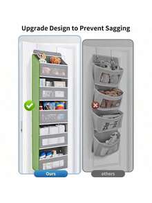 Door Hanging Storage Organizer, Storage Box, Hanging Wardrobe Storage Organizer, 5-Tier Hanging Door Storage Rack With 5 Large Capacity Pockets, Anti-Tilt, Suitable For Bedroom, Bathroom, Pantry - 灰色 - 查看 6