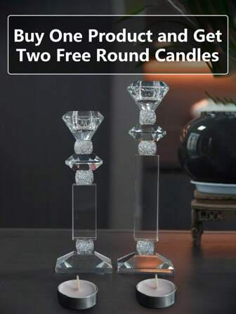 1 Crystal Candle Holder - Polished Romantic Theme Table Decoration For Dinner, Anniversaries, Birthdays & Festive Celebrations - Luxury American Candlelight Center Decoration For Home & Dining Table