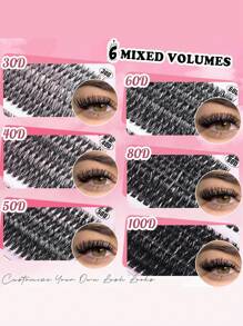 570 قطعة / 540 قطعة من عناقيد الرموش 30D+40D+50D+60D+80D+100D لتمديد الرموش DIY من فرو الأرانب الصناعي - رموش عناقيد فردية ذات حجم طبيعي وتجعيد D ممتاز للاستخدام المتكرر وخفيفة الوزن وسهلة التطبيق