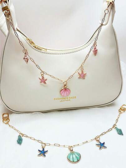 1pc Ocean Creature Hanging Decoration, Chain Type Bag Charm Accessory, Suitable For Various Bags, Cute Pink-Themed Gift, Holiday Present