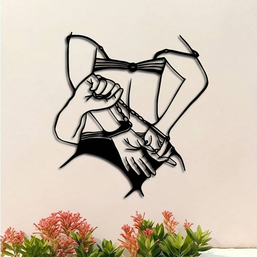 1 Piece Black Modern Female Silhouette Wall Art - Durable Wrought Iron, Sensual Line Art For Bedroom Decor, Unique Gift Idea, Perfect For Valentine's Day Room Decoration Home Decor Wall Decor - Black - View 1