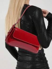 女士极简单肩包、酒红色小包、法棍包、简约单肩包、腋下包、手提包、Y2K Baddie 包