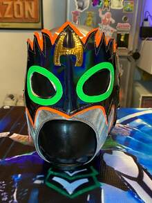 1 Mascara Infantil Figuras Luchadores Mexicanos estilo lucha libre para niños disfraces accesorios Halloween fiestas evento escolar máscara colorida y divertida - Óxido marrón - Ver 4