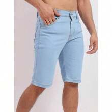 Wholesale Men's Bermuda Jeans Lycra Elastane - Baby Blue - View 4