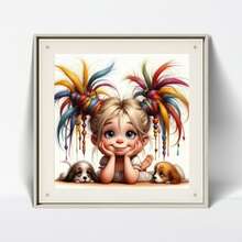 SEA MOSS CAT DIY Cartoon Girl Diamond Painting Kit Decor - Multicolor - View 3