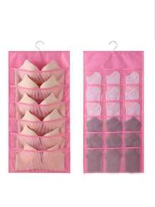 1 Pc Hanging Bra Organizer With Rotating Metal Hanger, Extra-Large Dual Sided Wall Shelf Wardrobe Mesh Pockets Hanging Storage Bag For Bra Socks Underwear Underpants,Double Side Underwear Storage Bag, Functional Lingerie Packing Bag, Hanging Bra Socks Organizer, Bag For School School Accessories School Stuff