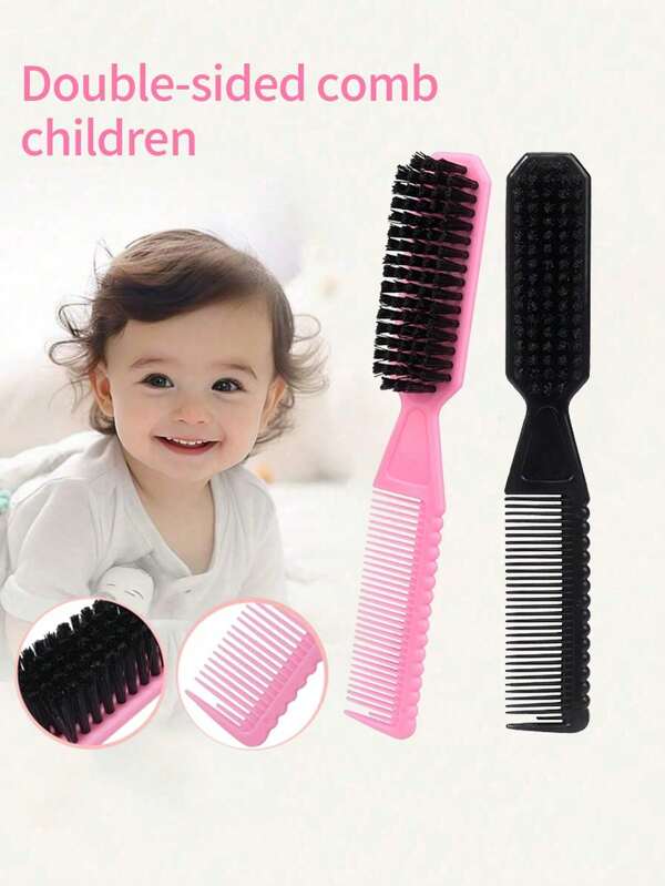 1/2 stuks dubbelzijdige stylingborstel voor kinderen, 2-in-1 haarverzorgingsborstel voor babyhaarstyling en thuisgebruik