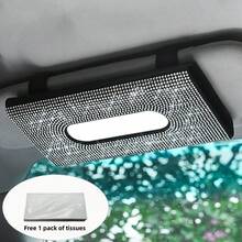 1 件装汽车人造钻石纸巾盒、汽车遮阳纸巾盒、闪亮水钻纸巾袋、PU 皮革人造水晶纸巾盒 - 滿鑽 - 查看 3