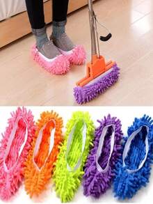 4pcs Soft Washable Reusable Floor Cleaning Foot Socks, Multi-Functional Slouchy Mop Slippers, Removable Floor Cleaning Slippers - Multicolor - View 1