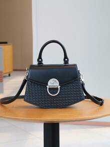 2025 女士时尚手提包 - 优质奢华女士马鞍包，多功能单肩/斜挎小巧褶皱纹理包，银色金属配件点缀方形钱包 - 彩色 - 查看 10