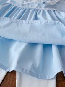 2 件套新生女婴可爱公主风格长袖上衣和裤子套装，夏季