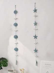 1pc Shell Wall Hanging Decor, Ocean Boho Farmhouse Coastal Theme Home Decor | Shells, Starfishes And Anchors Beach Nautical Decoration For Bathroom, Bedroom Or Living Room