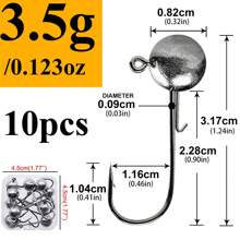 10pcs A Box 2g-20g All Size Head Jigs Hook Ned Anti-Baiting Head Hook Soft Bait Hook, Accessories For Fresh Water And Salt Water Fishing - Perfect For Soft Worm Fishing