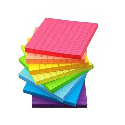45pcs Colorful Horizontal Line Sticky Notes, Multi-Color Square Memo Pads, Fluorescent Sticky Memo Pad