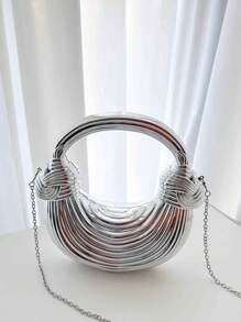 1pc Golden Plastic Acrylic Clutch Bag With Large Handle & Chain, High Capacity, Fashion Purse Suitable For Party/Banquet