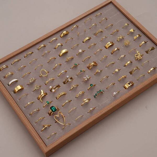 35 Stücke hochwertiger Metallring-Set, geometrisch, Herz, Schmetterling, Perle, CZ Dekor, Damen Ringe, tägliche Dekoration, Feier- und Geburtstagsgeschenk, Party Schmuckzubehör (zufälliger Stil, ohne Box)