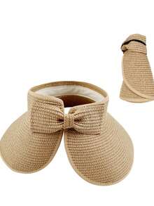 1pc Women's Straw Sun Hat Bucket Hat, Wide Brim, Versatile And Refreshing, Suitable For Daily Use - Multicolor - View 4