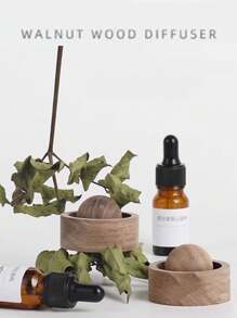 1pc Black Walnut & Beechwood Aroma Wood Diffuser, Suitable For Car, Bedroom, Living Room. Portable Essential Oil Diffuser, Wood Room Fragrance Gift
