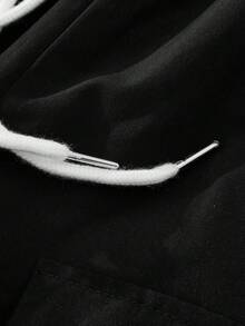 Men's Summer Casual Loose Pockets Cargo Shorts, Street, Outdoor, Campus Style - Black - View 7