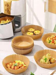 100 Pieces 6.3"/8" Disposable Air Fryer Mat, Round Air Fryer Paper Liners, Paper Bowl For Basket, Baking Tray, Oven Accessories, Cooking Tools, Kitchen Utensils, Kitchen Accessories Back To School