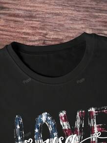 I Love America T-Shirt, America Independence Day Shirt, Soft T-Shirt, Patriotic Apparel, Black Fashionable Women's T-Shirt, Red White Blue, America