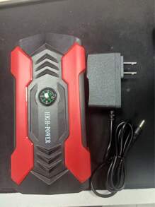 Partida de emergência para carro com lanterna LED - Carregador de bateria de carro 12 V, carregamento rápido, ignição de emergência, bússola, compatibilidade com vários dispositivos para carros, motocicletas, caminhões, SUVs - Design vermelho durável