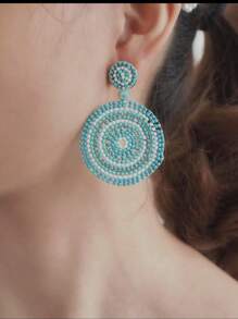 1 par de aretes de moda estilo bohemio hechos a mano con cuentas
