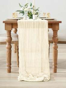 1pc/2pcs Red & Pink & Green Pleated Table Runner, Transparent Rustic Cheesecloth Tablecloth, Folding Table Flag Tablecloth, Romantic Table Cover, Party Favor, Birthday Gifts For Birthday Decor, Valentine's Day Decor, Wedding Decor, Holiday Babe Shower Decor Home Decor Party Decor Room Decor Table Decoration Kitchen Decor, Table Cloth, Romantic Party Tablewear