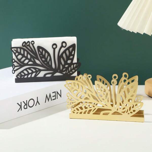 [Unique Design] Elegant Metal Tissue Box Holder - Modern Hollow Plant Design, Vertical Tissue Storage Box, Suitable For Kitchen And Dining Room, Great For Home And Party Decor, Dining Room Decor | Modern Decor | Party Decoration