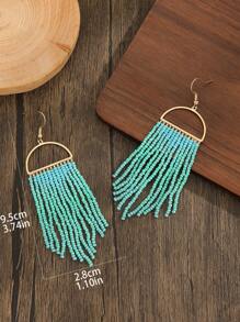 Aretes hechos a mano con cuentas, estilo bohemio retro semicirculares de unicolor degradado con borlas colgantes, aretes de moda para mujeres, versátiles para uso diario, vacaciones, festivos, Acción de Gracias, Día de San Valentín, regalos del Día de la Madre