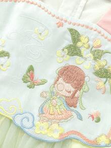 Balabala 2026 Summer Tween Girl Butterfly Embroidered Hanfu Cheongsam Dress - Green and Red Tones - View 8