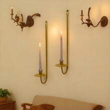 2 pièces Supports de bougie muraux en métal moderne, parfaits pour le salon, le style fermier, la décoration de la cheminée, idéaux pour Halloween, Noël et plus, décoration de Noël, décoration d'intérieur