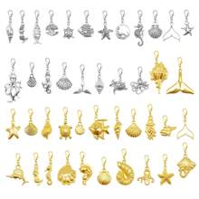 Metal Alloy Marine Life Charm With Lobster Claw Clasps Mixed Lot Fishes Sea Stars Shells Pendant Jewelry Making Crafts Bag Shoes Hanging Decor