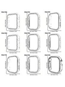 2pcs/Set Women Fashionable Soft Comfortable Adjustable Silicone Sport Watch Strap & Rhinestone Decor Anti-Fall 2 In 1 Ultra-Thin Tempered Glass Screen Protector Case, Compatible With Apple Watch Band 38/40/41/42/44/45/46/49mm, Compatible With Apple Watch Series Ultra/SE/10/9/8/7/6/5/4/3/2/1, Intelligent Watch Accessories