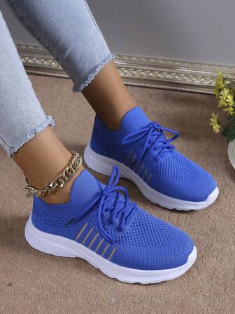 24pcs Women's Colorblock Hollow Breathable Vintage Floral Pattern Lightweight Lace-Up Athletic Running Shoes