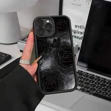 This Elegant Phone Case Features A Black Rose Design With Silvery Accents And Is Compatible With Various  Models, Including The 16 Pro Max, 16 Plus, 16 Pro, 16, 15 Pro Max, 15 Plus, 15 Pro, 15, 14 Pro Max, 14 Plus, 14 Pro, 14, 13 Pro Max, 13 Pro, 13, 12 Pro Max, 12 Pro, 12, 11 Pro Max, 11 Pro, 11, XR, XS Max, XS, X, 7, And 8 Plus. It Provides Shock Protection And Is Essential For Apple Device Owners.,Suitable For 17 Air - Svart - Visa 7