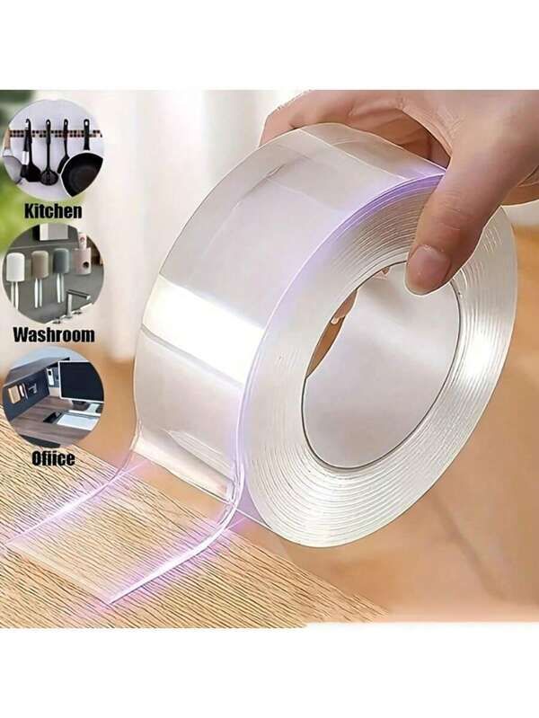 Heavy-Duty Nano Double-Sided Tape - Reusable, Washable & Residue-Free Gel Adhesive For Carpets, Posters, Wall Decor - Waterproof Multi-Purpose Mounting Tape For Home & Office