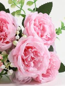 1 pièce/3 pièces Bouquet de fleurs de rose artificielles Fleurs de pivoines fausses à toucher réel pour la décoration de la maison, du mariage, de la fête, des centres de table, de la Fête des Mères