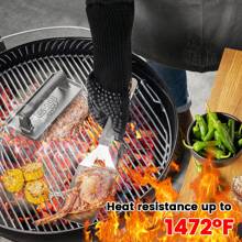 2pcs Heat Resistant Baking Gloves, 800°F Non-Slip Silicone Insulated Oven Mitts For Kitchen, BBQ, Camping And Cookware