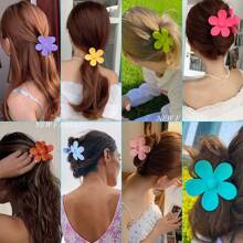 6 Stück Blumen Haarclips, große Klammern für Frauen und Mädchen mit dickem und dünnem Haar, starker Halt rutschfeste große Gänseblümchen-Klemmen matte Haaraccessoires 6 Farben Sommer