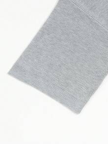 Casual Unisex Solid Color Minimalist Business Style Knit Pullover Top, V-Neck Short Sleeve Sweater, Spring/Summer - Grey - View 8