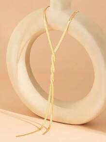 1pc Sexy Retro Simple And Elegant Hand Move Flat Snake Long Tassel Y-Shaped Necklace Exquisite Party And Beach Ladies Jewelry Festival Party Gift, Rave