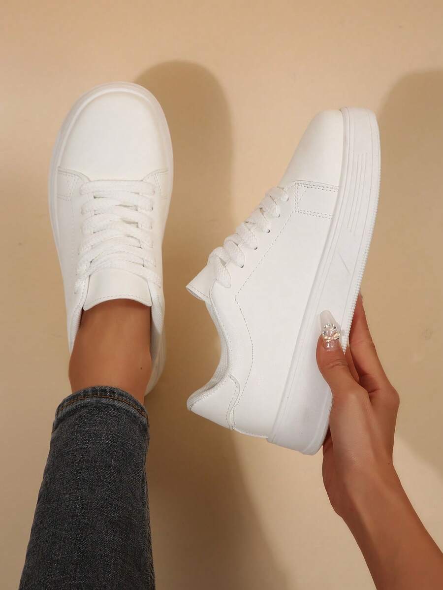 Women's Fashion Platform Lace-Up Casual Sports Trainers, Versatile Canvas Sneakers For All Seasons