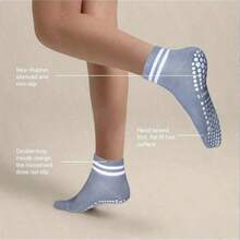 5 paires de chaussettes antidérapantes pour femmes, chaussettes de yoga Pilates à double rayure antidérapantes, pour l'exercice, le ballet, le sport, des chaussettes mi-mollet, 2/4/10/20/30/50 pièces