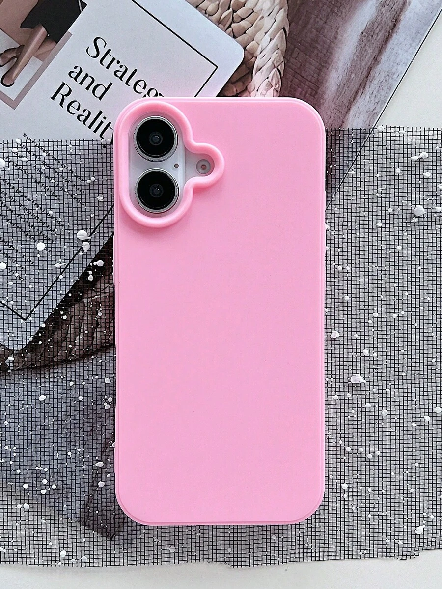 純色矽膠 TPU 可愛粉色霧面防震大孔全包手機殼 1件,適用於 Apple 17/16/15/14/13/12/11/XSMAX/X/XS/XR/7PLUS/8PLUS/7/8,復活節春季媽媽生日週年禮物,女性適用 - 深粉 - 查看 1