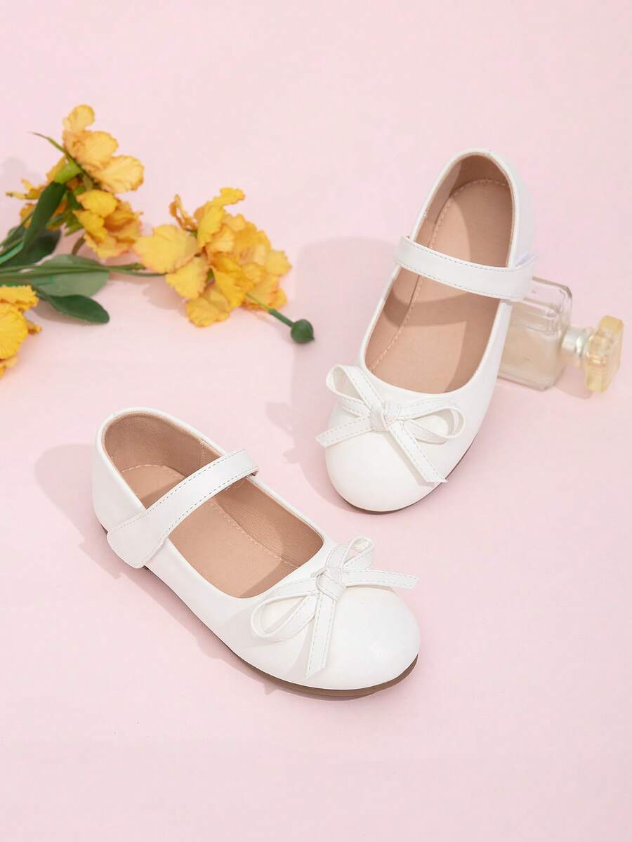 1 Pair Comfortable Casual Versatile Bow Design Flat Shoes For Girl, Suitable For All Seasons - White - View 1