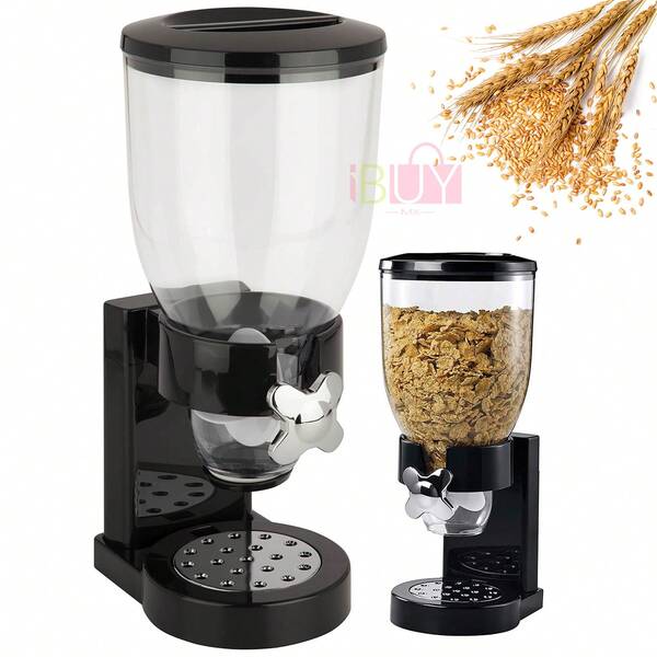 Dispensador de cereales, contenedor para almacenar dulces, dispensador de alimentos frescos y secos, contenedor para alimentos secos, caja de almacenamiento de cocina que ahorra espacio, frasco de exhibición de alimentos, dispensador de frascos de alimentos, dispensador de alimentos secos, frasco para almacenar cereales, cereal a prueba de humedad, buen sellado, gran capacidad, perilla de encimera, artículos para el hogar, accesorios de cocina, adecuado para dulces, nueces, arroz, cereales, bocadillos, etc. (negro)